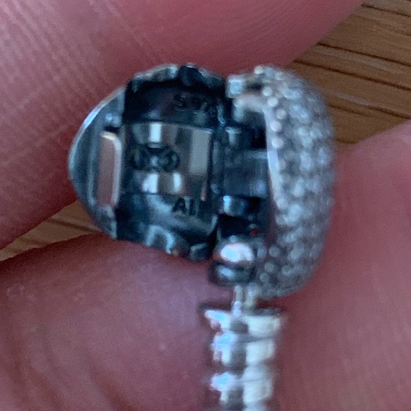 Retired Pandora Sparkling Pave Heart Diamonds Snake Link Moments Bracelet 7” - Picture 4 of 4